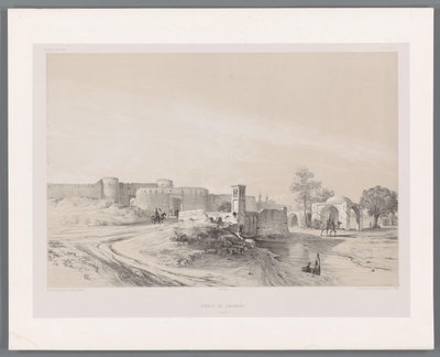 Puerta de Shemran en Teherán
Porte de Chimrân Teherán (título en el objeto)
Paisajes persas (título de la serie)
Perse moderne (título de la serie) de Eugene Flandin