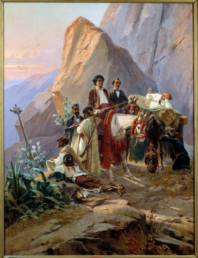 Recuerdo del viaje de París a Cádiz realizado en 1846 por Alexandre Dumas y sus amigos (óleo sobre lienzo) de Eugene Giraud