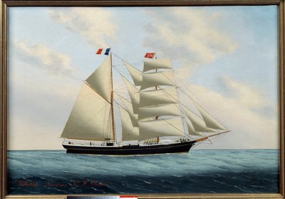 El bergantín Violeta. Pintura de Eugene Margueritte-Grandin conocido como Eugene Grandin (1833-1916) de Eugene Grandin