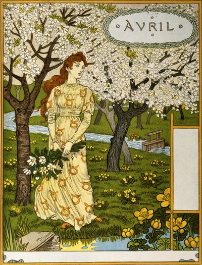 Abril, ilustración del portafolio de bellas artes "Le Mois", 1896 de Eugene Grasset