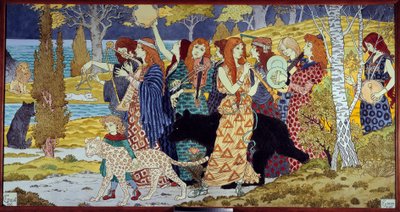 Art Nouveau: “Armonía” Músicos y animales. Lava esmaltada por Eugene Grasset (1841-1917) 1893 de Eugene Grasset