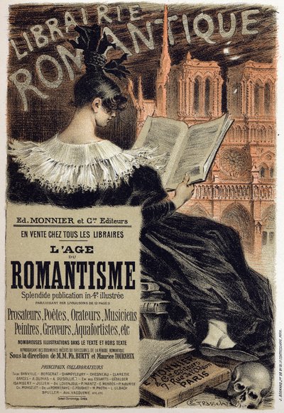 Literatura. Librería romántica. Póster de Eugene Grasset para el editor Monnier, Francia, c.1890 de Eugene Grasset