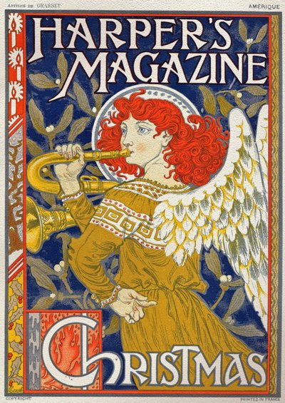 Religión. Ángel de Navidad. Póster de Eugene Grasset para Harper