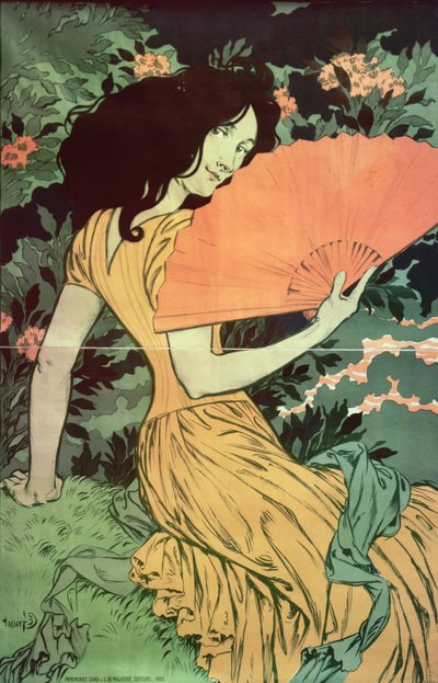 Mujer con abanico de Eugene Grasset