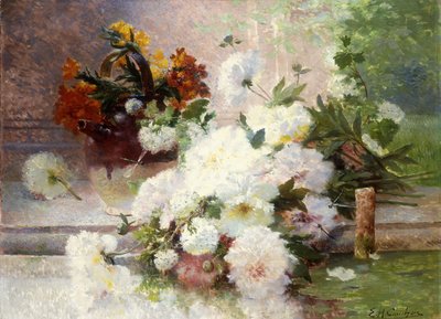 Una naturaleza muerta con flores de otoño de Eugene Henri Cauchois