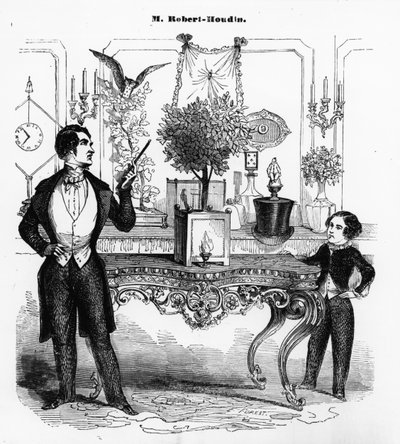 Jean Eugene Robert-Houdin explicando un juguete mecánico de Eugene Hippolyte Forest