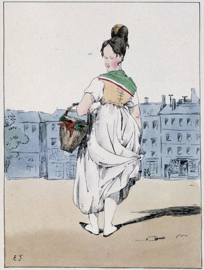 Mujer llevando una cesta, boulevard de l