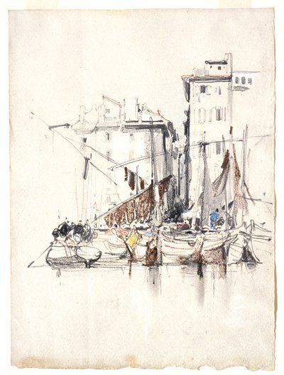 Junto al mar - Pueblo de pescadores de Eugene Isabey