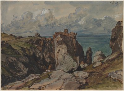 Cliffs by the Sea at Cézembre, Brittany de Eugene Isabey