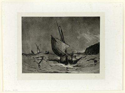 Barco de pesca en un vendaval de Eugene Isabey