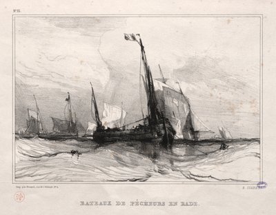 Barcos de pesca anclados de Eugene Isabey