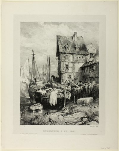 Interior de un puerto, lámina cinco de Seis marinas de Eugene Isabey
