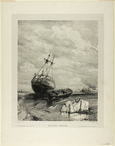 Marea baja, lámina seis de Seis marinas de Eugene Isabey