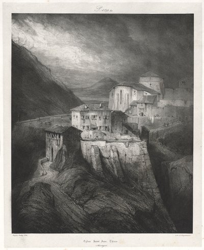 Viajes pintorescos y románticos en la antigua Francia: Auvernia (vol. II): Iglesia de San Juan, Thiers, Lámina 129 de Eugene Isabey