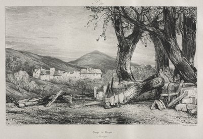 Viajes pintorescos y románticos en la antigua Francia: Auvernia vol. II, Garganta de Royat, Placa 79, 1830 de Eugene Isabey