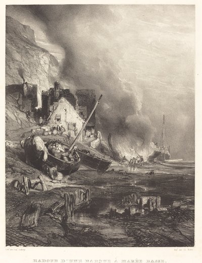 Reparación de un barco en marea baja de Eugene Isabey