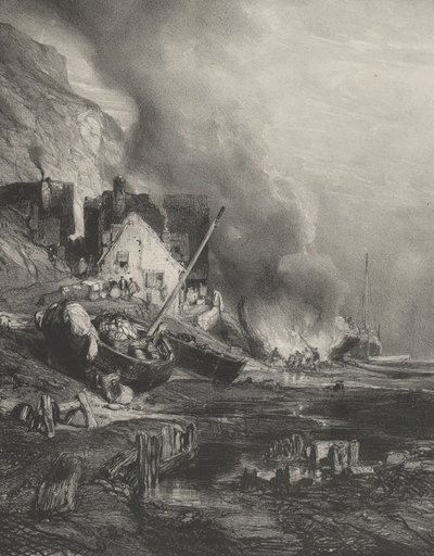 Reequipamiento de un Barco en Marea Baja, 1833 de Eugene Isabey