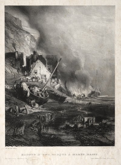 Seis marines: Radoub de una barca a marea baja de Eugene Isabey
