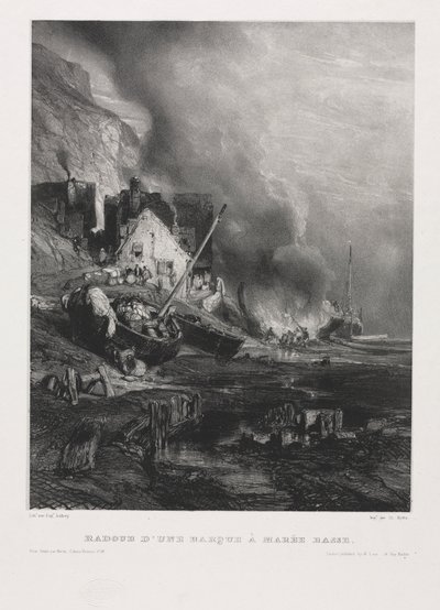 Six Marines: reacondicionamiento de un barco durante la marea baja de Eugene Isabey