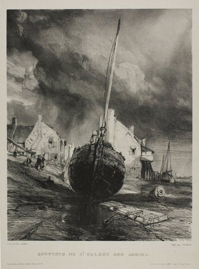 Recuerdo de St. Valéry-sur-Somme, lámina tres de Seis marinas de Eugene Isabey