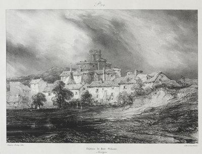 Viajes Pintorescos y Románticos en la Antigua Francia, Auvernia: Castillo de Pont-Gibaud de Eugene Isabey