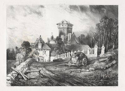 Viajes pintorescos y románticos en la antigua Francia, Auvernia: Castillo de Pesteil en Polminhac de Eugene Isabey