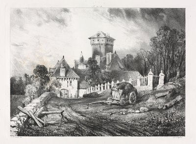 Viajes pintorescos y románticos en la antigua Francia, Auvernia: Castillo de Pesteil en Polminhac de Eugene Isabey