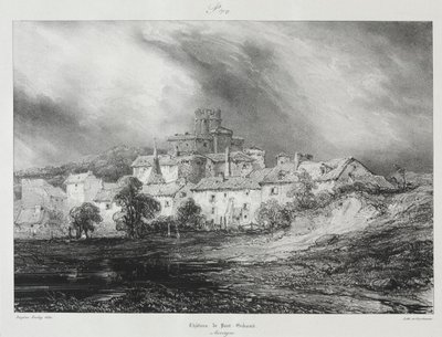 Viajes Pintorescos y Románticos en la Antigua Francia, Auvernia: Castillo de Pont-Gibaud de Eugene Isabey