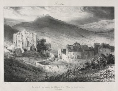 Viajes pintorescos y románticos en la antigua Francia, Auvernia: Ruinas del castillo y del pueblo de Saint Nectaire de Eugene Isabey