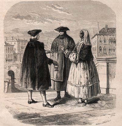 El arrendatario de las salas de teatro en Venecia - dibujo de Viollat por Gaetano Zompini (1700-1778) - Los oficios de Venecia de Eugene Joseph (after) Viollat