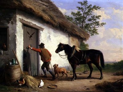 En la puerta de la cabaña de Eugene Joseph Verboeckhoven