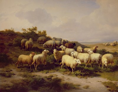 Ovejas en la costa, 1878 de Eugene Joseph Verboeckhoven