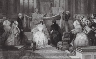 Un matrimonio francés en St Roch, París (grabado) de Eugene Louis (after) Lami