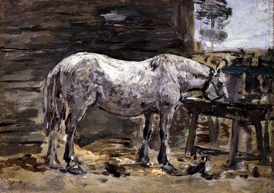 Un caballo bebiendo, c.1885-90 de Eugene Louis Boudin