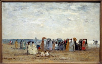 Bañistas en la playa de Trouville, Calvados de Eugene Louis Boudin