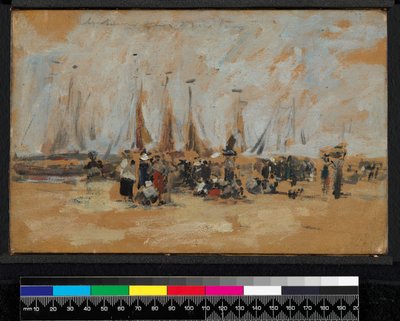 Escena de playa, posiblemente Harfleur, 1888-1895 de Eugene Louis Boudin