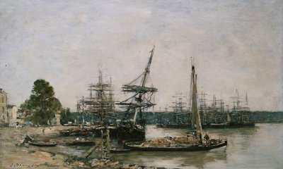 Amarres de barcos en el Garona, Burdeos, 1876 de Eugene Louis Boudin