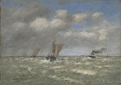 Barcos regresando al puerto, Trouville, 1894 de Eugene Louis Boudin