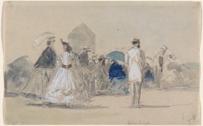 Crinolinas en la playa de Eugene Louis Boudin