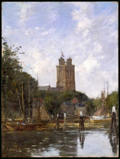 Dordrecht, la Grote Kerk desde el canal, 1884 de Eugene Louis Boudin