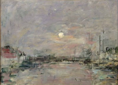 Anochecer en el muelle comercial de Le Havre, c.1892-94 de Eugene Louis Boudin