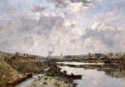 Fecamp, el Puerto Trasero en Construcción, 1883 de Eugene Louis Boudin