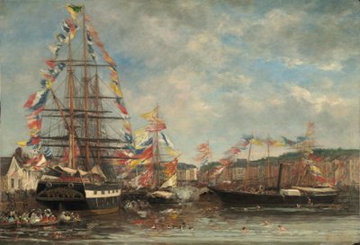 Festival en el Puerto de Honfleur, 1858 de Eugene Louis Boudin