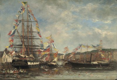 Festival en el puerto de Honfleur, 1858 de Eugene Louis Boudin