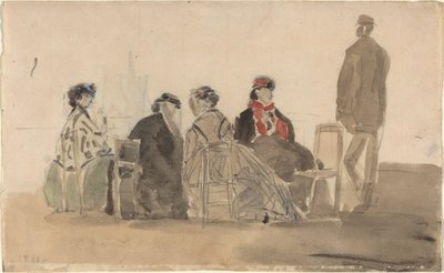 Cuatro Damas Sentadas en Trouville, 1866 de Eugene Louis Boudin