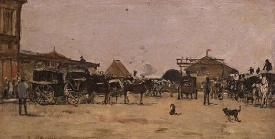 La Place de la Gare en Deauville de Eugene Louis Boudin