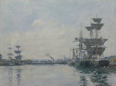 Le Havre, barcos en un estanque de Eugene Louis Boudin