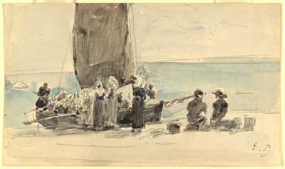 Cargando los barcos, c. 1875 de Eugene Louis Boudin