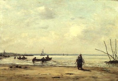 Marea baja cerca de Honfleur, c.1864-66 de Eugene Louis Boudin