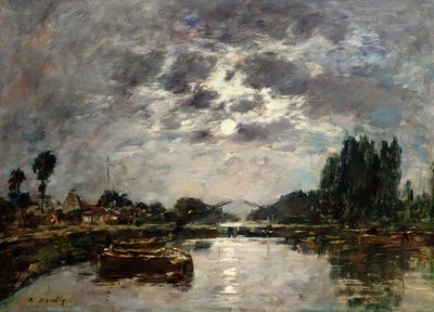 Luz de luna, Canal de St. Valery, 1891 de Eugene Louis Boudin